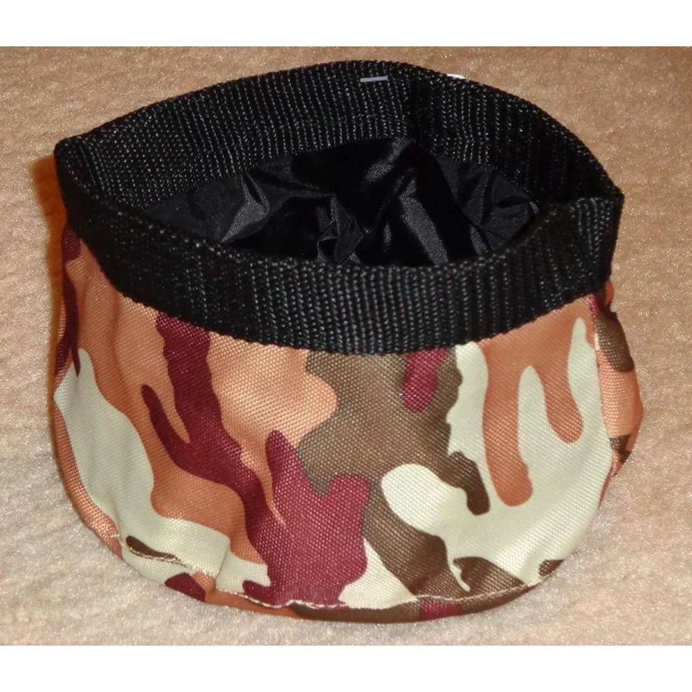 Large Collapsible Dog Bowls 34oz Travel Water Food Portable Foldable Canvas Camo